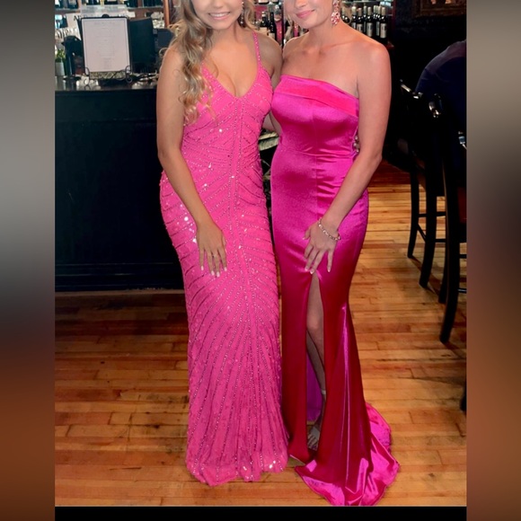 PINK SILK EVENING GOWN (PROM/PAGEANT/FORMAL) - Picture 2 of 11